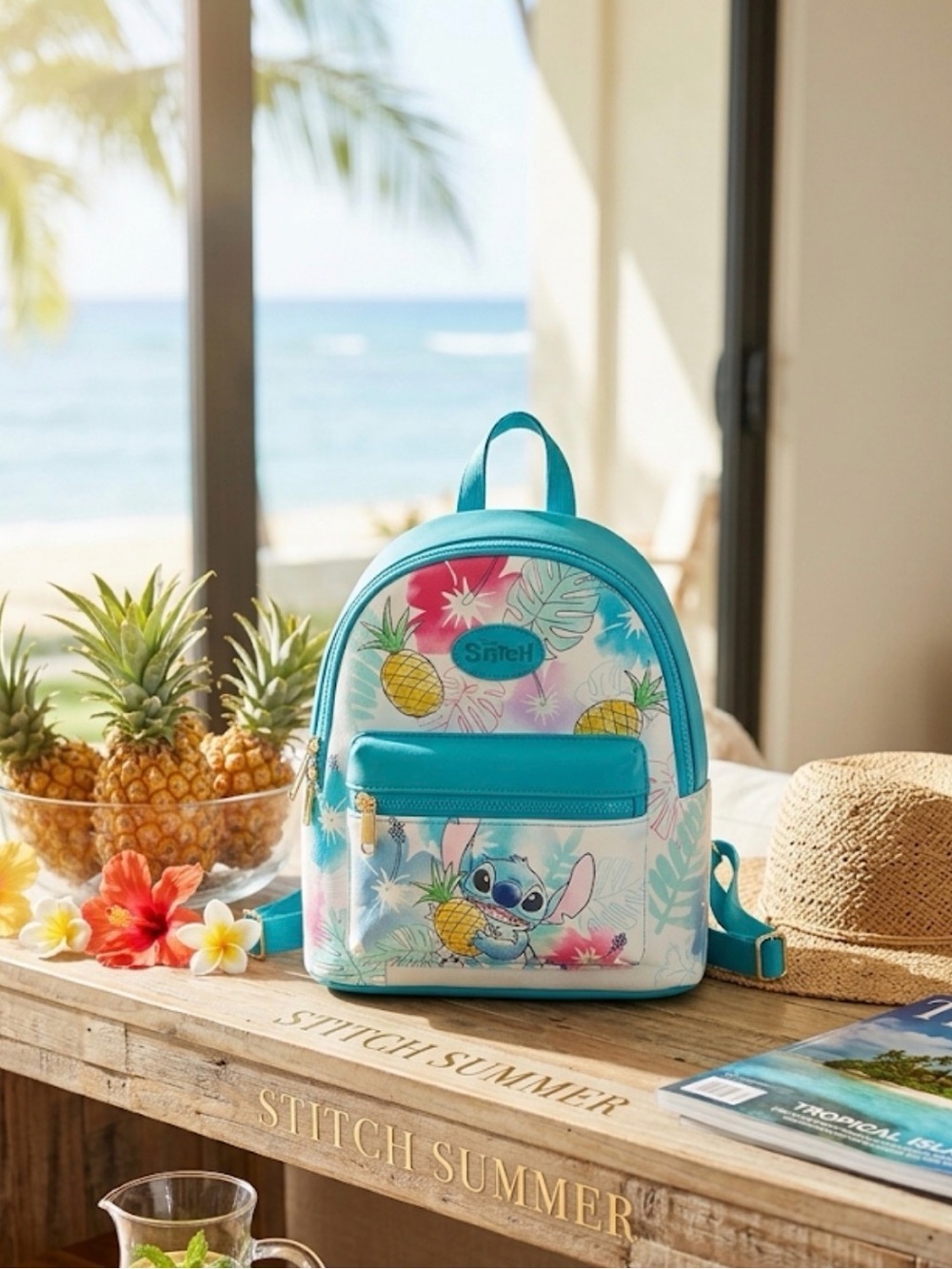 Disney Blue and Pink Stitch Pineapple Kids Mini Backpack